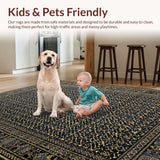 Ultra Soft Area Rug, Non Slip, Stain Resistant, Washable Area Rugs for Living Room, Bedroom, Chic Bow Scallop Area Rug(Black)