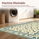 Ultra Soft Area Rug, Non Slip, Stain Resistant, Washable Area Rugs for Living Room, Bedroom, Chic Floral Modern Aesthetic(Ivory)