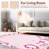 Ultra Soft Area Rug, Non Slip, Stain Resistant, Washable Area Rugs for Living Room, Bedroom, Hello Kitty Unicorn Area Rug(Pink)
