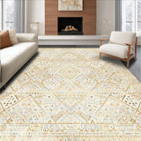 Contemporary Area with Artistic Diamond in Earthy Beige Shades(Ivory)