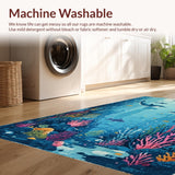 Ultra Soft Area Rug, Non Slip, Stain Resistant, Washable Area Rugs for Living Room, Bedroom, Dolphin and Shark Cartoon Rug(Blue)