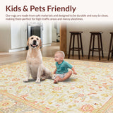 Ultra Soft Area Rug, Non Slip, Stain Resistant, Washable Area Rugs for Living Room, Bedroom, Chic Neutral Retro Aesthetic(Ivory)