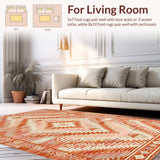 Ultra Soft Area Rug, Non Slip, Stain Resistant, Washable Area Rugs for Living Room, Bedroom, Contemporary Diamond Pattern Fusion(Red)