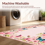 Ultra Soft Area Rug, Non Slip, Stain Resistant, Washable Area Rugs for Living Room, Bedroom, Vibrant Playful Floral Fantasy Style(Pink)
