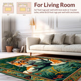 Ultra Soft Area Rug, Non Slip, Stain Resistant, Washable Area Rugs for Living Room, Bedroom, Colorful Whimsical Nature Pattern(Orange)