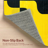 Ultra Soft Area Rug, Non Slip, Stain Resistant, Washable Area Rugs for Living Room, Bedroom, Interwoven Curved Lines(Yellow)