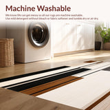 Ultra Soft Area Rug, Non Slip, Stain Resistant, Washable Area Rugs for Living Room, Bedroom, Modern Trio with Contrasting Border Lines in Earthy Neutrals(Black)