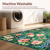 Ultra Soft Area Rug, Non Slip, Stain Resistant, Washable Area Rugs for Living Room, Bedroom, Serene Pastel Floral Elegance(Green)