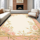 Ultra Soft Area Rug, Non Slip, Stain Resistant, Washable Area Rugs for Living Room, Bedroom, Elegant Area with Subtle Pink and Gold Leaf Design for Stylish Spaces(Pink)