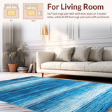 Ultra Soft Area Rug, Non Slip, Stain Resistant, Washable Area Rugs for Living Room, Bedroom, Serene Pastel Tie-Dye Effect(Blue)