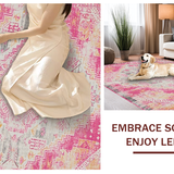Ultra Soft Area Rug, Non Slip, Stain Resistant, Washable Area Rugs for Living Room, Bedroom, Vibrant Boho Lattice Creation(Pink)