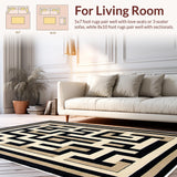 Ultra Soft Area Rug, Non Slip, Stain Resistant, Washable Area Rugs for Living Room, Bedroom, Greek Key Transitional Entryway Stain-Resistant Carpet(Beige)