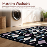 Ultra Soft Area Rug, Non Slip, Stain Resistant, Washable Area Rugs for Living Room, Bedroom, Sleek Monochrome Trellis Style(Black)