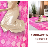 Ultra Soft Area Rug, Non Slip, Stain Resistant, Washable Area Rugs for Living Room, Bedroom, Delightful Textured Heart Theme(Pink)