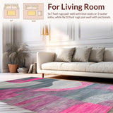 Ultra Soft Area Rug, Non Slip, Stain Resistant, Washable Area Rugs for Living Room, Bedroom, Contemporary Vibrant Geometric Motif(Gray)
