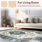 Ultra Soft Area Rug, Non Slip, Stain Resistant, Washable Area Rugs for Living Room, Bedroom, Trendy Soft Earthy Tiled Arrangement(White)