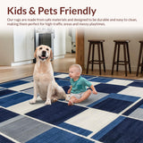 Ultra Soft Area Rug, Non Slip, Stain Resistant, Washable Area Rugs for Living Room, Bedroom, Chic Blue Geometric Design(Blue)