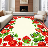 Ultra Soft Area Rug, Non Slip, Stain Resistant, Washable Area Rugs for Living Room, Bedroom, Rustic Strawberry Patch Illustration(Red)