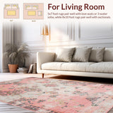 Ultra Soft Area Rug, Non Slip, Stain Resistant, Washable Area Rugs for Living Room, Bedroom, Radiant Soft Colorful Medallion Style(Pink)