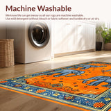 Ultra Soft Area Rug, Non Slip, Stain Resistant, Washable Area Rugs for Living Room, Bedroom, Vibrant Semi-Circle Wildlife Aesthetic(Orange)
