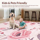 Ultra Soft Area Rug, Non Slip, Stain Resistant, Washable Area Rugs for Living Room, Bedroom, Lush Transitional Warm Tones(Pink)