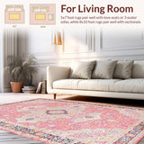 Ultra Soft Area Rug, Non Slip, Stain Resistant, Washable Area Rugs for Living Room, Bedroom, Artistic Dusty Pink Geometric Style(Pink)