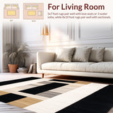 Ultra Soft Area Rug, Non Slip, Stain Resistant, Washable Area Rugs for Living Room, Bedroom, Sonoma Lines Area Rug Beige & Black Geometric Abstract Design(Gray)