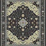 Ultra Soft Area Rug, Non Slip, Stain Resistant, Washable Area Rugs for Living Room, Bedroom, Chic Black and Gray Motif(Black)