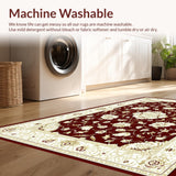 Ultra Soft Area Rug, Non Slip, Stain Resistant, Washable Area Rugs for Living Room, Bedroom, Rustic Elegant Floral Arrangement Design(Red)