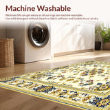 Ultra Soft Area Rug, Non Slip, Stain Resistant, Washable Area Rugs for Living Room, Bedroom, Elegant Floral Medallion Area Featuring Cream and Gold Accents(Beige)
