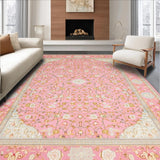 Ultra Soft Area Rug, Non Slip, Stain Resistant, Washable Area Rugs for Living Room, Bedroom, Modern Elegant Symmetrical Composition(Pink)