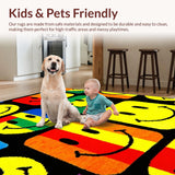 Ultra Soft Area Rug, Non Slip, Stain Resistant, Washable Area Rugs for Living Room, Bedroom, Energetic Youthful Design Elements(Yellow)