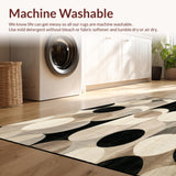 Barista Collection Modern Abstract Circles Geometric Area Beige Black(Beige)