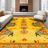 Ultra Soft Area Rug, Non Slip, Stain Resistant, Washable Area Rugs for Living Room, Bedroom, Eclectic Vintage Ethnic Motif(Yellow)