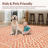 Ultra Soft Area Rug, Non Slip, Stain Resistant, Washable Area Rugs for Living Room, Bedroom, Trendy Abstract Organic Shapes(Orange)