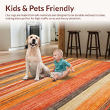 Ultra Soft Area Rug, Non Slip, Stain Resistant, Washable Area Rugs for Living Room, Bedroom, Chic Warm Tones Artful Arrangement(Orange)
