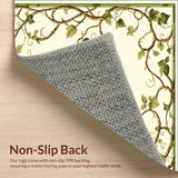 Beige Green Botanical Scrollwork Easy Clean Medium Pile(Beige)