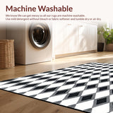 Ultra Soft Area Rug, Non Slip, Stain Resistant, Washable Area Rugs for Living Room, Bedroom, Harlequin Rug Black and White Diamond Pattern(Black)
