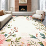 Ultra Soft Area Rug, Non Slip, Stain Resistant, Washable Area Rugs for Living Room, Bedroom, Lively Bright Nature Inspired Design(Pink)