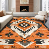 Ultra Soft Area Rug, Non Slip, Stain Resistant, Washable Area Rugs for Living Room, Bedroom, Tribal Warm Earthy Aesthetic(Orange)