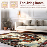 Ultra Soft Area Rug, Non Slip, Stain Resistant, Washable Area Rugs for Living Room, Bedroom, Contemporary Abstract Deer Theme(Brown)