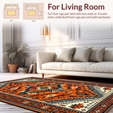 Ultra Soft Area Rug, Non Slip, Stain Resistant, Washable Area Rugs for Living Room, Bedroom, Vibrant Circular Rustic Cowboy Pattern(Orange)