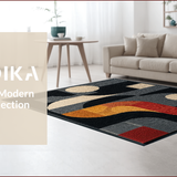 Ultra Soft Area Rug, Non Slip, Stain Resistant, Washable Area Rugs for Living Room, Bedroom, Abstract Black Geometric Living Room Area Rug(Black)