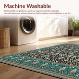 Ultra Soft Area Rug, Non Slip, Stain Resistant, Washable Area Rugs for Living Room, Bedroom, Modern Abstract Boho Hallway Area(Black)
