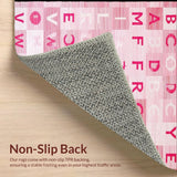 Ultra Soft Area Rug, Non Slip, Stain Resistant, Washable Area Rugs for Living Room, Bedroom, Delightful Pink Playful Alphabet Arrangement(Pink)