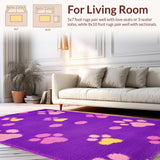 Ultra Soft Area Rug, Non Slip, Stain Resistant, Washable Area Rugs for Living Room, Bedroom, Bright and Cheerful Cartoon Animal Style(Purple)