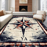 Ultra Soft Area Rug, Non Slip, Stain Resistant, Washable Area Rugs for Living Room, Bedroom, Harbor Master Nautical Star Indoor Transitional Area Rug for Deck(Brown)