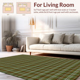 Ultra Soft Area Rug, Non Slip, Stain Resistant, Washable Area Rugs for Living Room, Bedroom, Chic Earthy Toned Tartan Pattern(Brown)