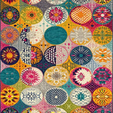 Bohemian Style Round Colorful Circle Design(Yellow)