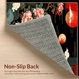Ultra Soft Area Rug, Non Slip, Stain Resistant, Washable Area Rugs for Living Room, Bedroom, Vibrant Asian Inspired Motif(Black)